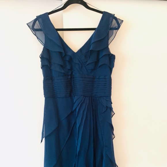 Adrianna Papell Ruffle Chiffon Blue Formal Dress - Picture 3 of 7